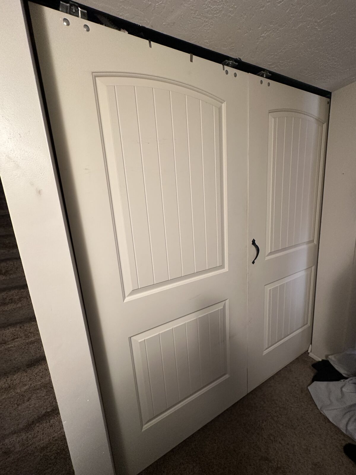 2 36”X80” doors, track, and rollers