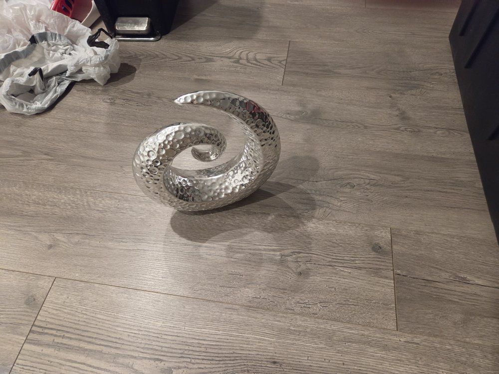 Modern Silver Swirl Decorative Sculpture - Textured Finish Home Decor Accent