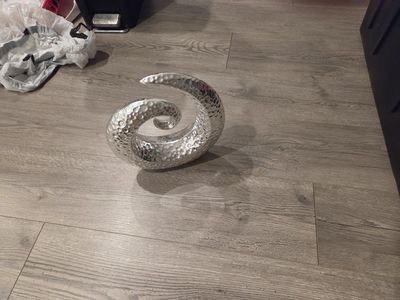 Modern Silver Swirl Decorative Sculpture - Textured Finish Home Decor Accent