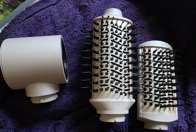 NIMMU  Hair Dryer Brush Styler 1000W - Pink Hot Air Brush with 3 Detachable Heads, All Hair Types