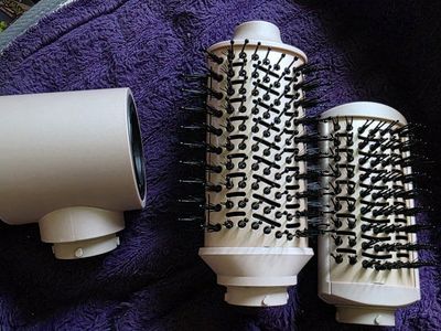 NIMMU Hair Dryer Brush Styler 1000W - Pink Hot Air Brush with 3 Detachable Heads, All Hair Types