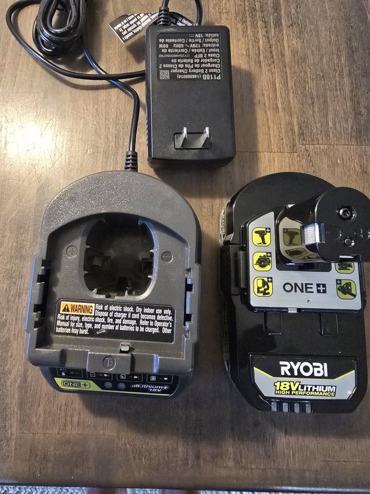 Ryobi P118B 18V ONE+ Battery Charger and 2Ah High Performance Lithium Battery