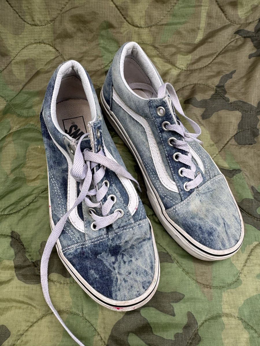 Vans Old Skool Sneakers Acid Wash Denim 500714 - Women's 7.5