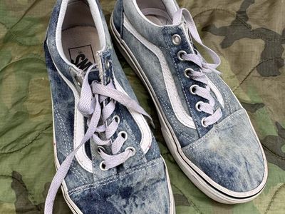 Vans Old Skool Sneakers Acid Wash Denim 500714 - Women's 7.5