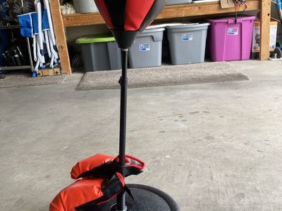 Red & Black Adjustable Kids Punching Bag with Gloves - Freestanding weighted with gravel