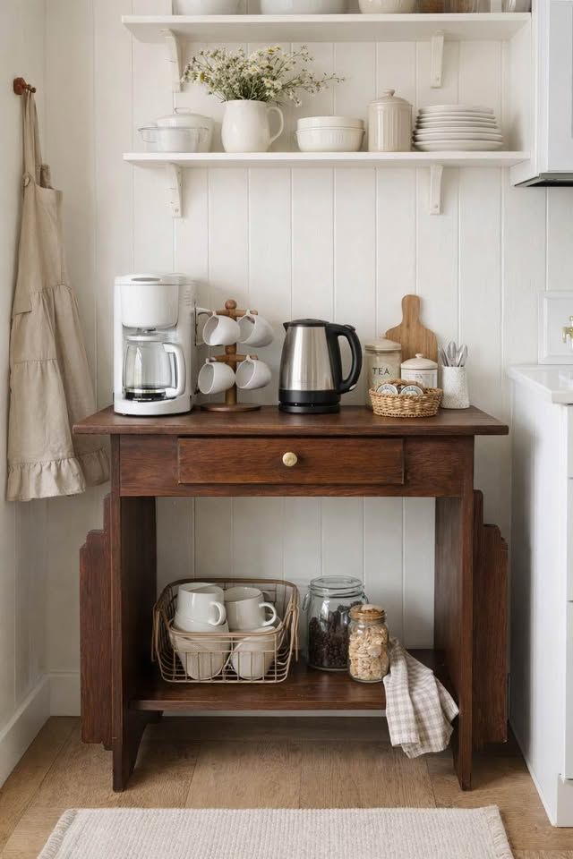 Vintage Mission Oak Arts & Crafts Style Console Desk Table | Vintage Buffet Coffee Station Table
