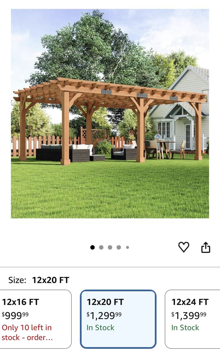 Brand New 12x20 Cedar Wood Pergola