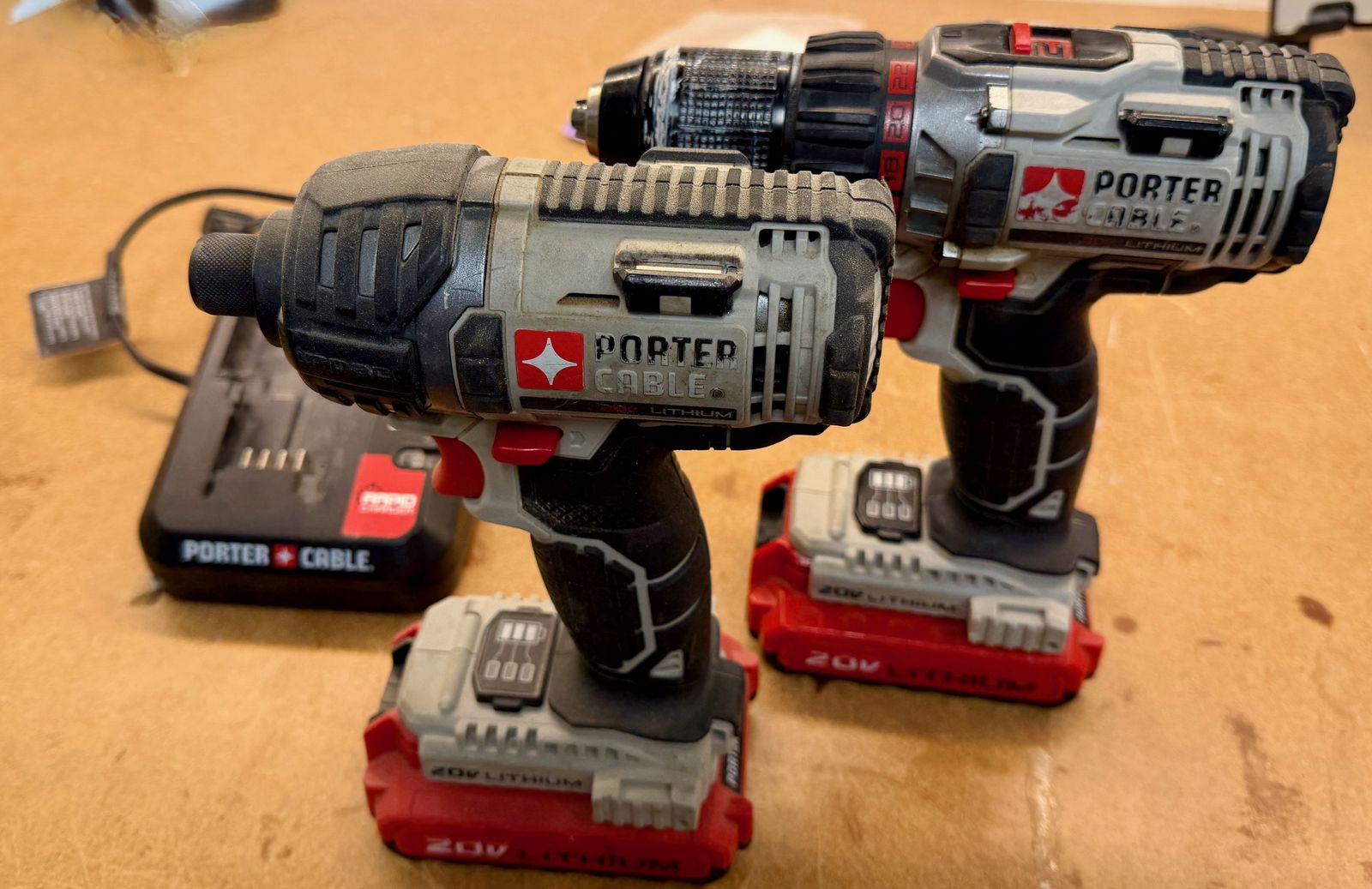 Porter‑Cable 20V Drill & Impact Driver Combo – 2 Batteries + Rapid Charger
