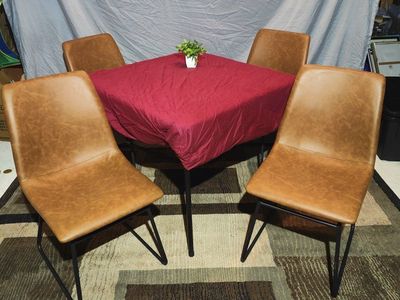 Set of 4 Caramel Faux Leather Dining Chairs (Retail $350) – Threshold Bowden – Excellent Condition
