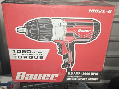 Bauer 1882E-B 1/2" Heavy Duty Corded Impact Wrench - 1050 ft. lbs. Torque, 8.5 Amp, 2600 RPM (asking price o.b.o.)