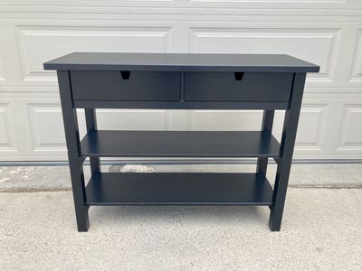 IKEA Norden Black Console Table with 2 Drawers and 2 Shelves