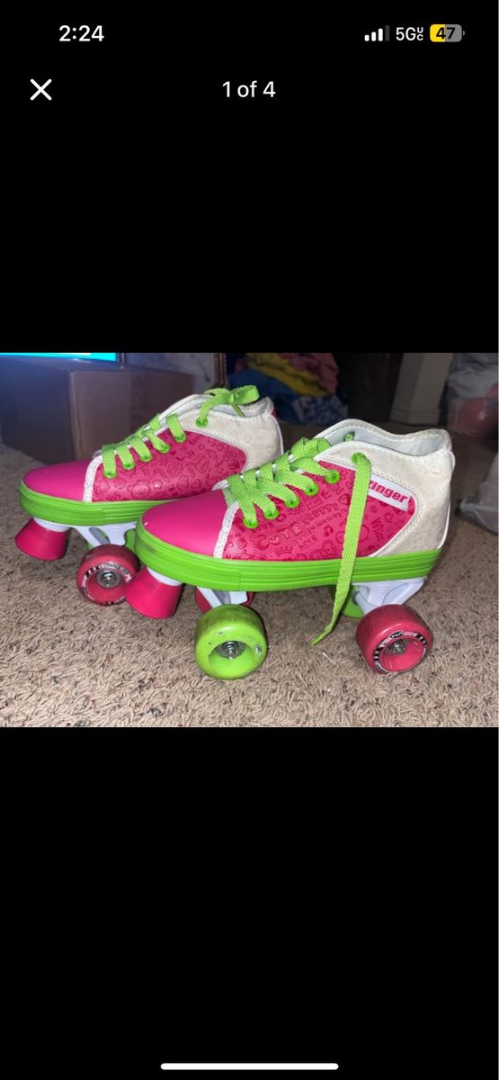 Ranger Roller Skates - Pink/Green - Kids Size 4 - Fun & Colorful