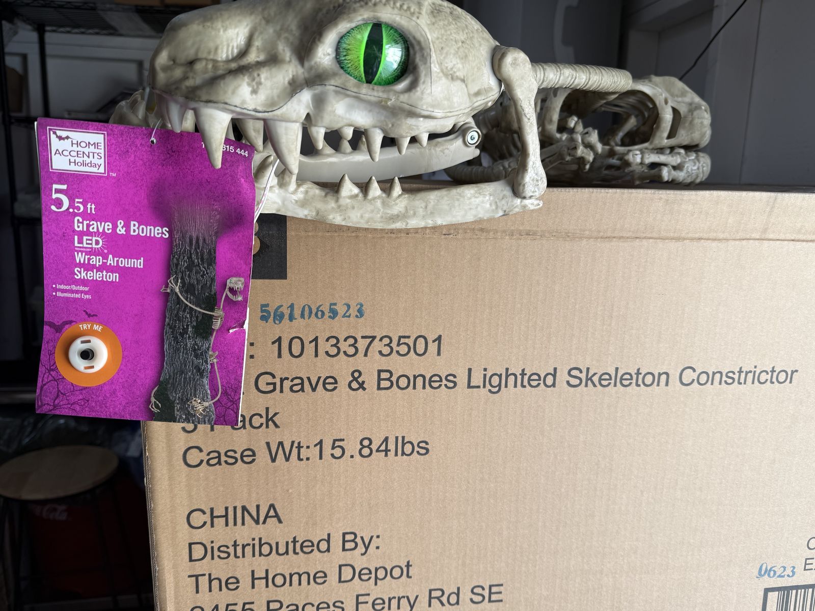 Home Depot Halloween Grave & Bones Lighted Skeleton Constrictor Snake
