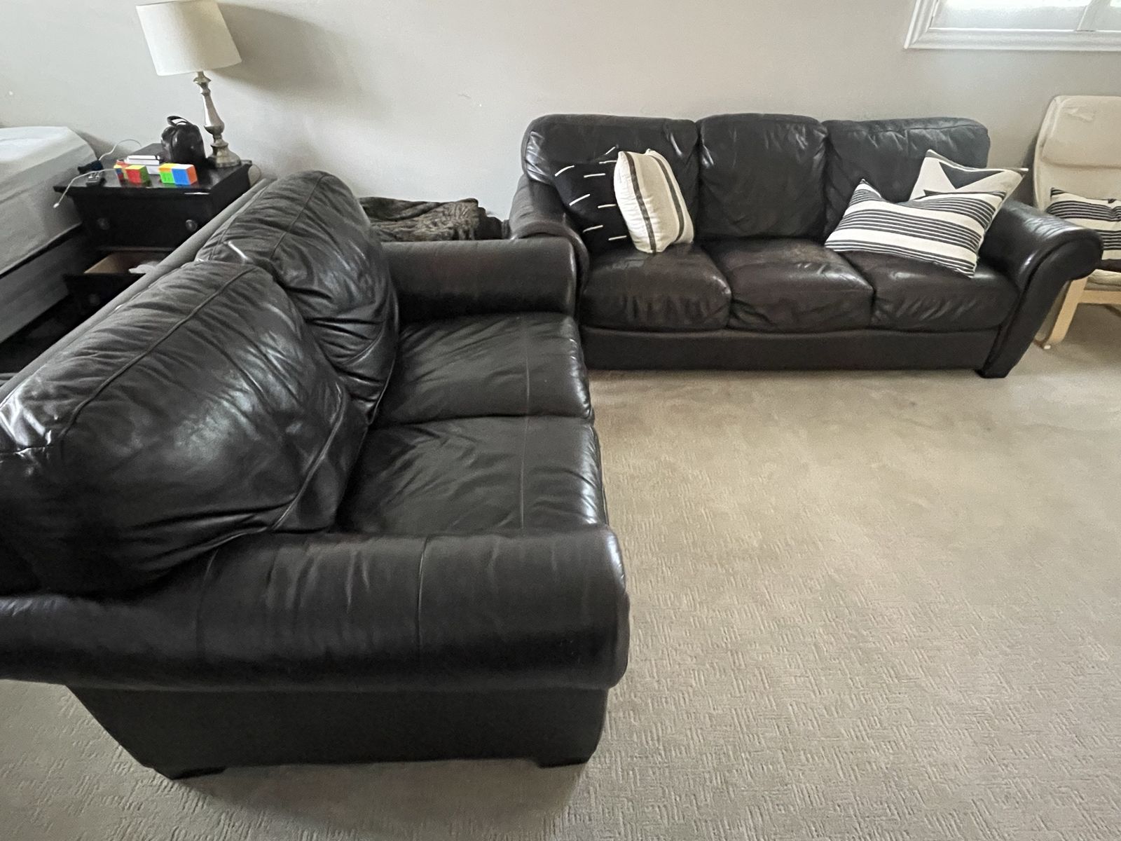 Faux Leather Brown Couch & Love Seat