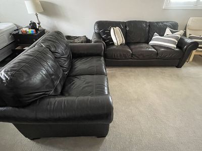 Faux Leather Brown Couch & Love Seat