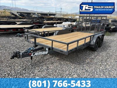 7'x16' Lamar UC Tandem Axle Utility Trailer - 7K GVWR - Ramp Gate, Tube Top Rail
