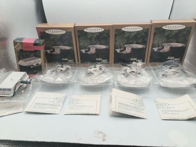 USS Enterprise D & Shuttlecraft Galileo Star Trek TNG Hallmark Magic Keepsake Ornament 1993 & 1992 Christmas