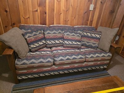 Southwestern Sofa, Chair and Coffee table with Solid Wood frames.