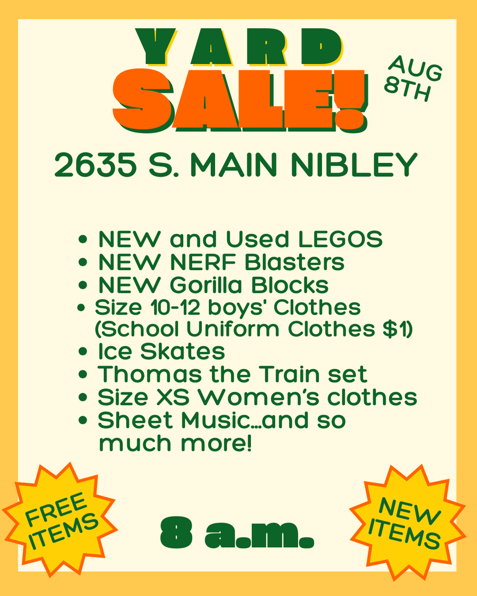 Yard Sale August 8th