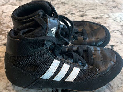Adidas HVC 2 Mid Wrestling Shoe Black-White Size K13 VERY VERY SLIGHTLY USED!