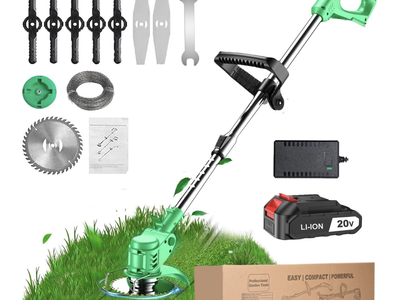NEW Tegatok Weed Wacker Battery Powered, 4-in-1 Cordless Electric Weed Eater Trimmer Edger Saw