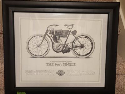 Framed Harley-Davidson 100th Anniversary 'The 1903 Single' Art Print 26.5" x 22.5"