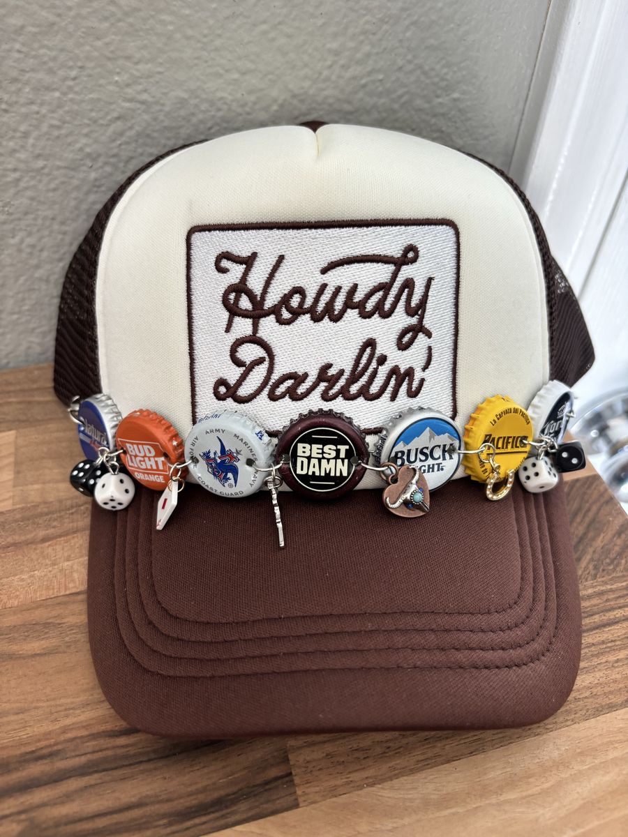 Western Trucker Hat With Customized Bottle Cap Chain