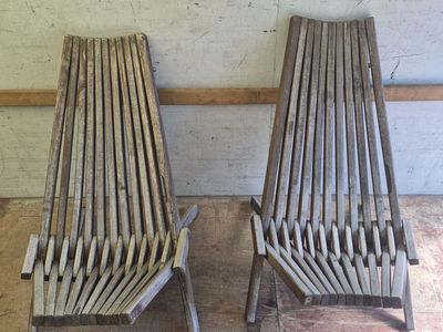 Wooden Slat Outdoor Folding Chairs