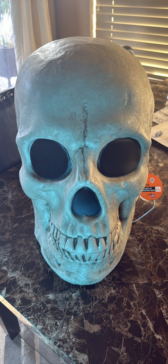 Light Up LED Halloween Skull Decoration - Spooky Red Eyes, Home Decor Prop Large
