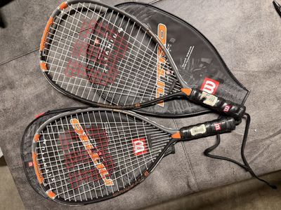 Set of 2 Wilson Nitro Titanium Racquetball Racquets with Carrying Cases