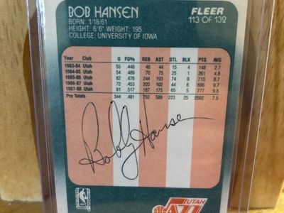 1988 Fleer Bob Hansen Utah Jazz #113 Basketball Card - Auto/Autograph - Vintage NBA Hand Signed Rookie Auto