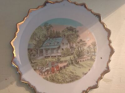 1930s Currier and Ives summer plate
