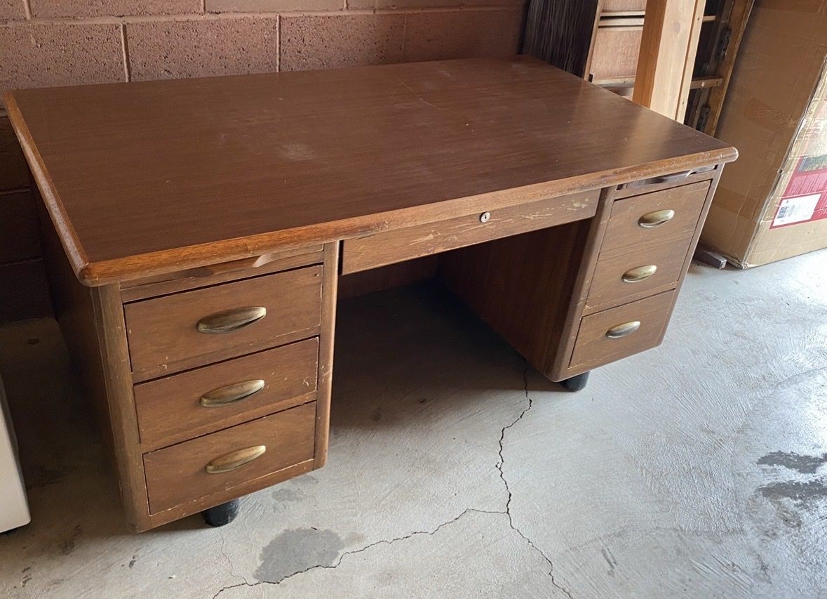 Vintage teacher’s desk, solid wood