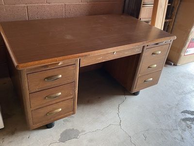 Vintage teacher’s desk, solid wood