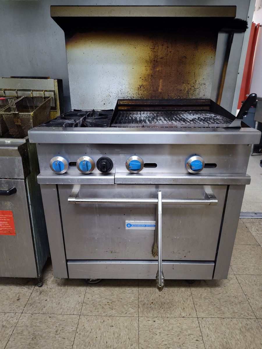 Used Commercial Kitchen Equipment: Standard Range, Cookline Fryer, and Hot Food Bar