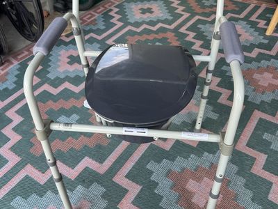 New! Equate Adjustable Bedside Commode Chair with Padded Arms and Liner Bags