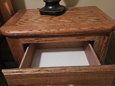 2 each Oak Wood 2-Drawer Nightstands