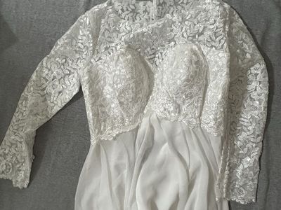 Elegant White Lace & Chiffon Wedding Dress - Long Sleeve Bridal Gown
