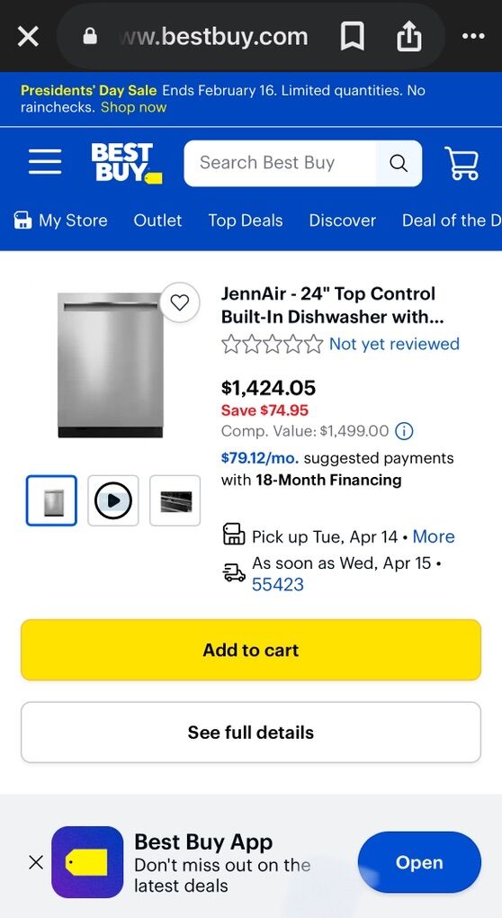 JennAir 24 incH Stainless Steel Dishwasher