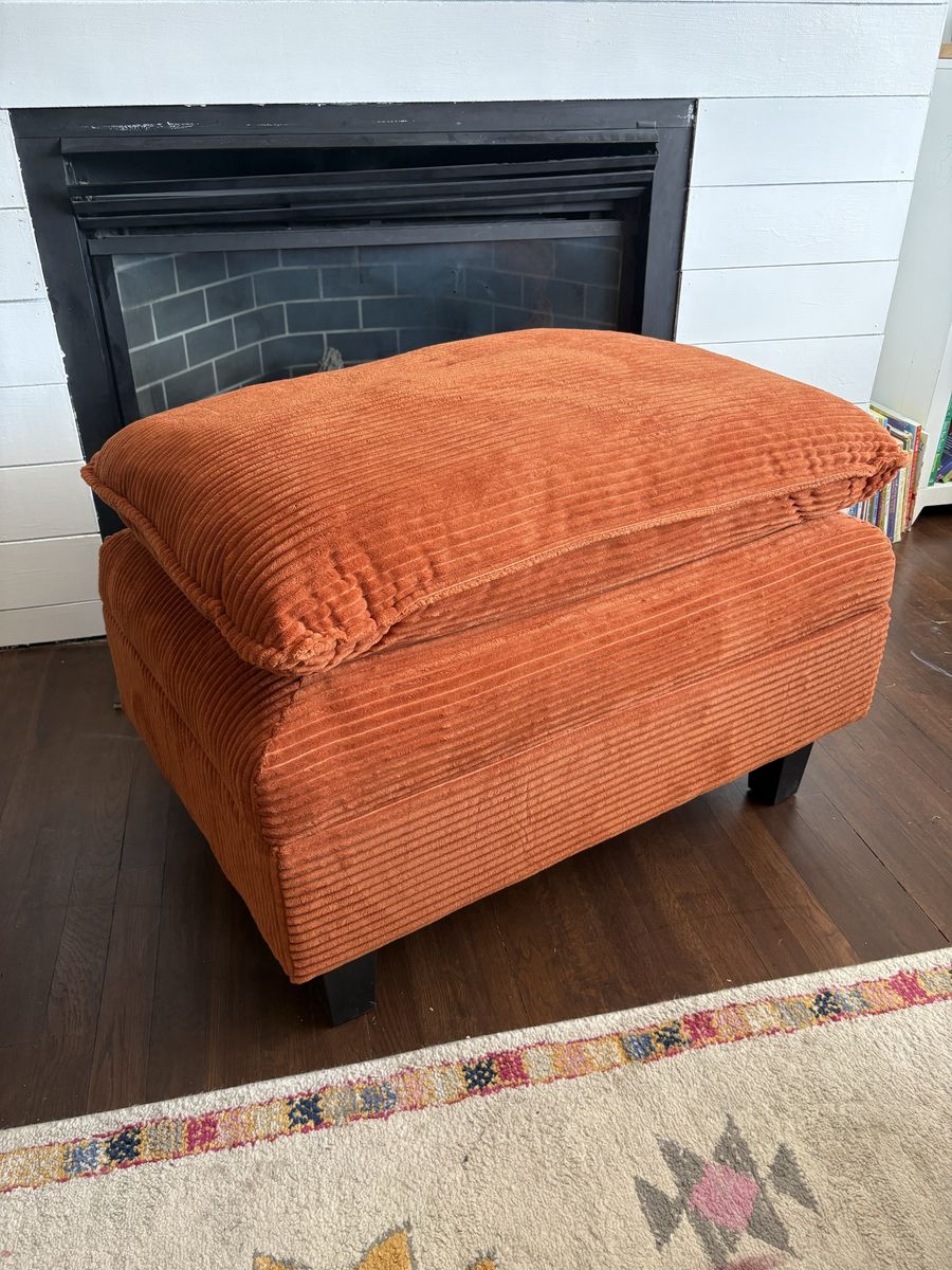 Corduroy storage ottoman