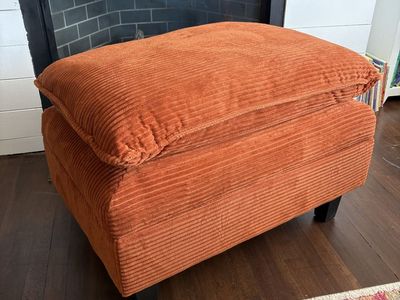 Corduroy storage ottoman
