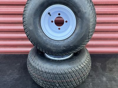 Brand New Hi Run 20 X 8.00 -8 Rear Riding Lawn Tractor Tires Mounted on New 4 Lug Wheels