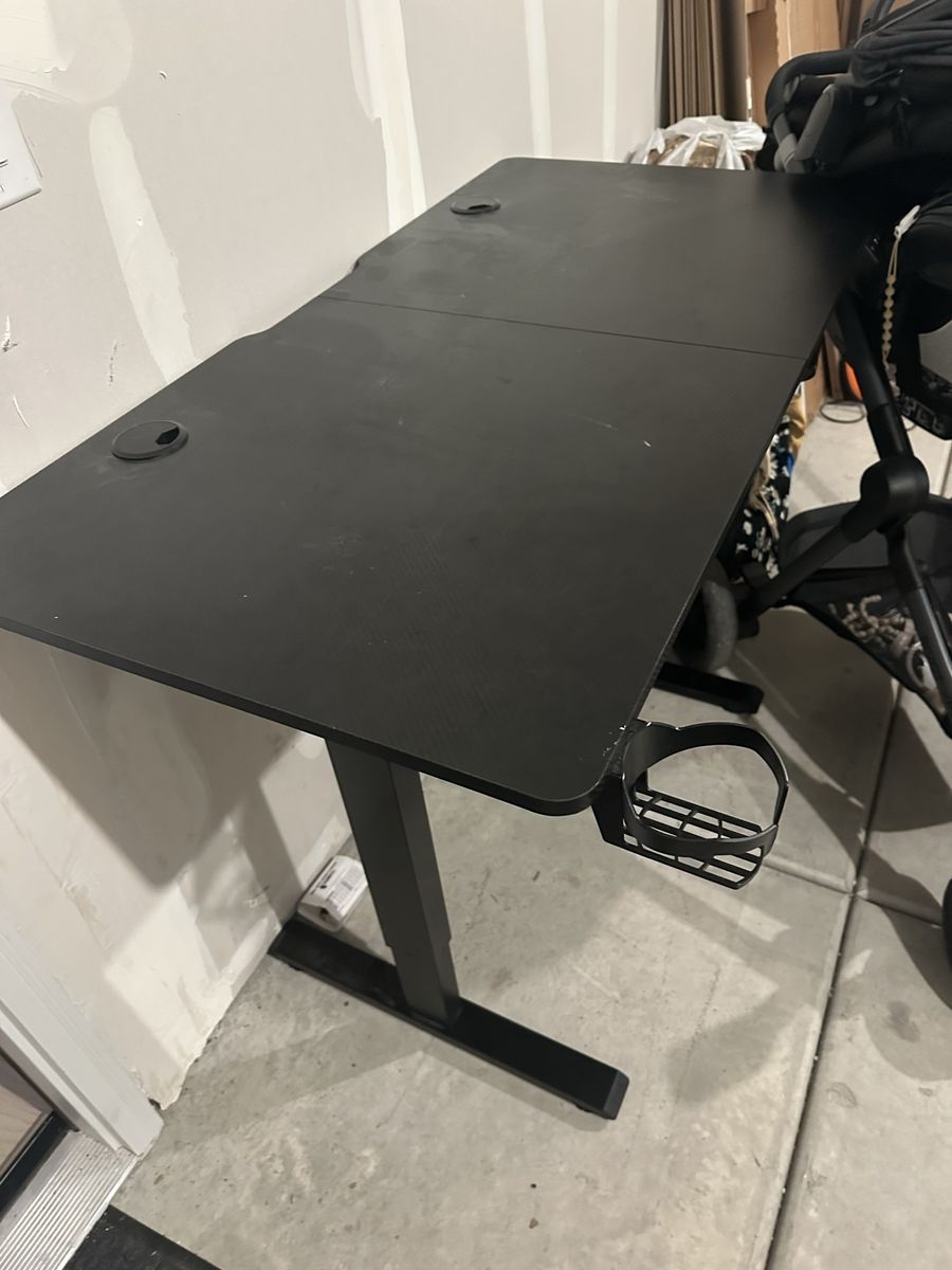 Black Electric Standing Desk with Chair