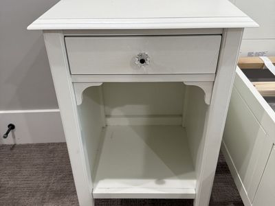 Pottery Barn Solid Wood White Nightstand / End Table
