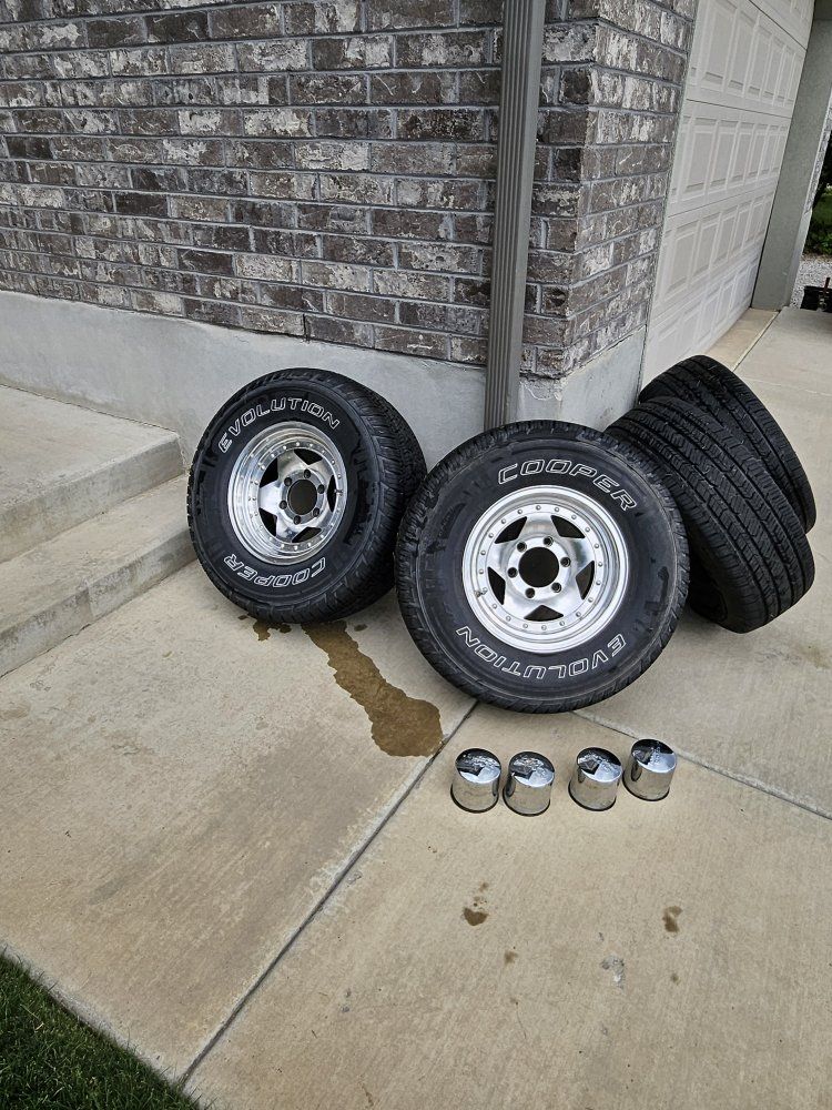 6x5.5 15"American Racing Rims w/ 265/70R15Cooper Evolution Tires - Set of 4