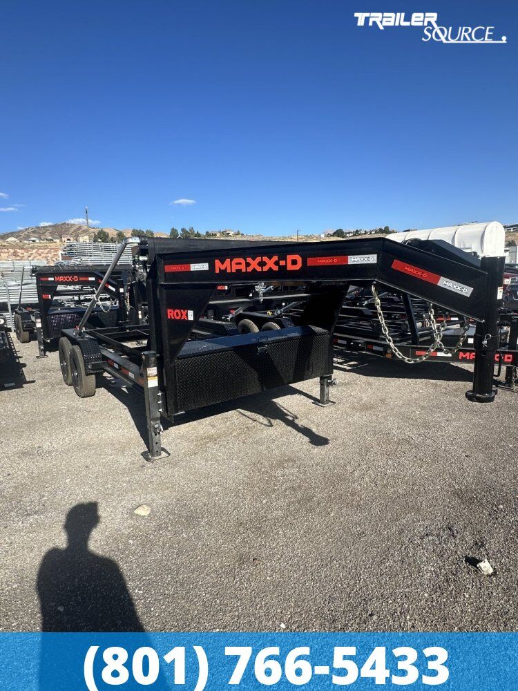7x14 Maxx-D ROX Gooseneck Roll Off Trailer - 18K GVWR - Electric Tarp