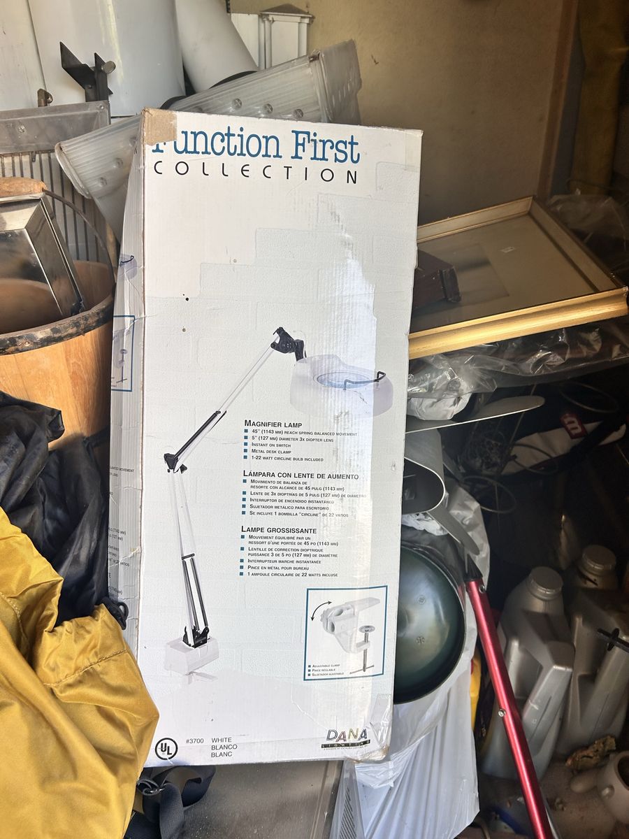 Function First Swing-Arm Magnifier Lamp, White, New in Box