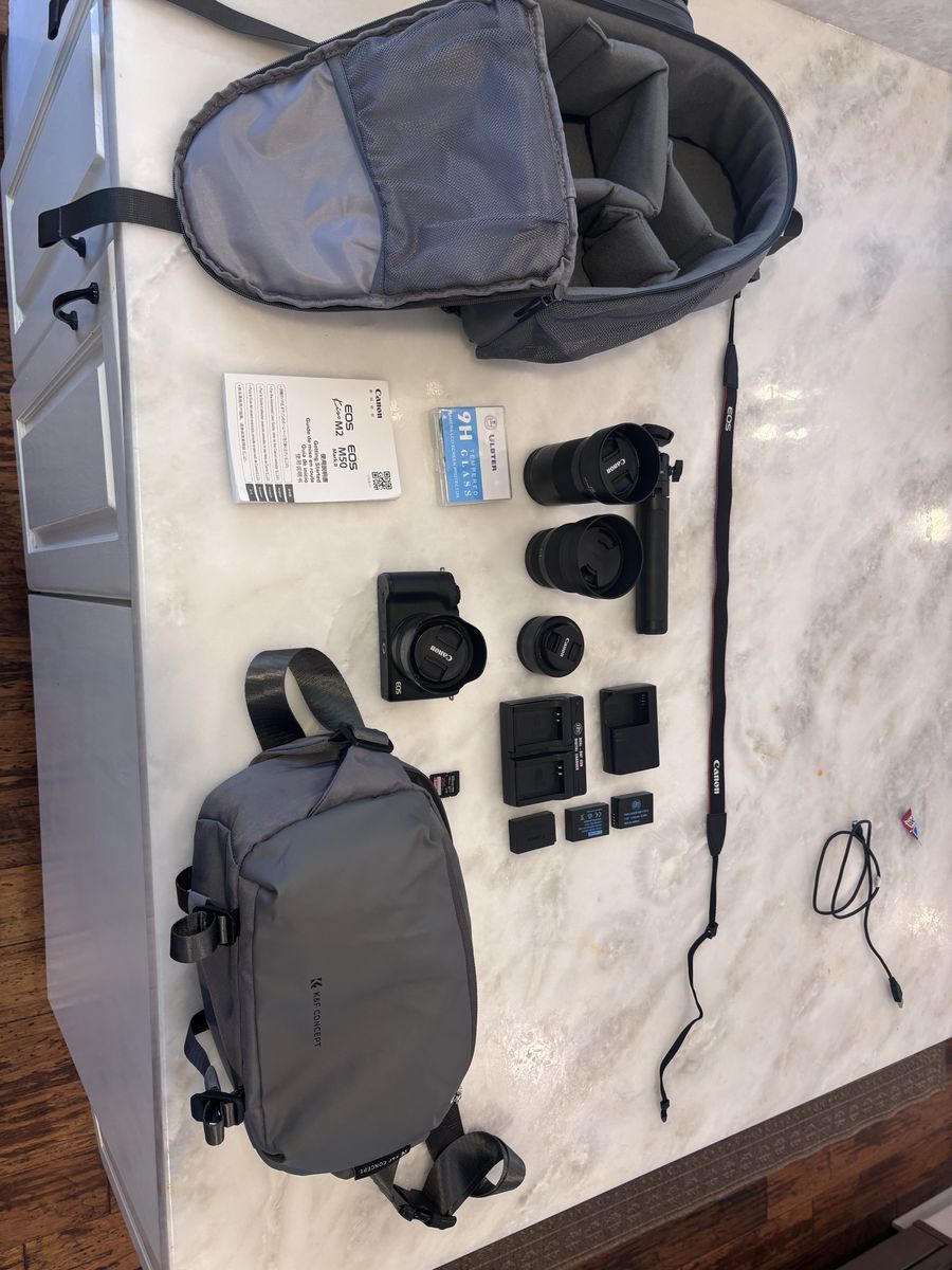 Canon EOS M50 Mirrorless Camera Kit - 4 Lenses, 3 Batteries, Cases, Tripod, 256GB SD Card