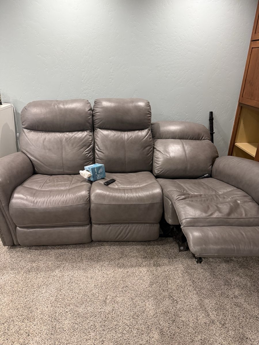 Grey Leather adjustable sofa