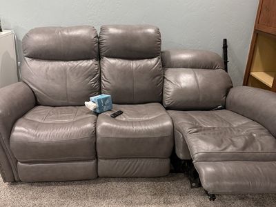 Grey Leather adjustable sofa